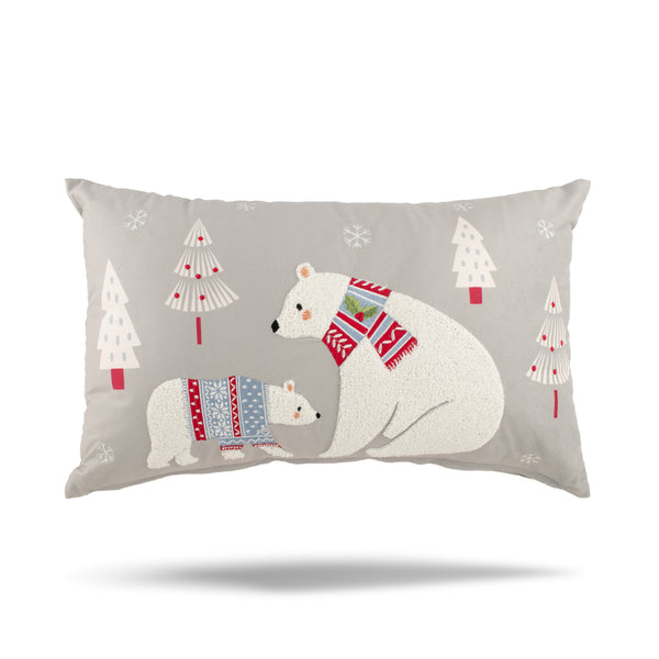 Decorative cushion cover - Polar Bear - Grey - 12 x 20''