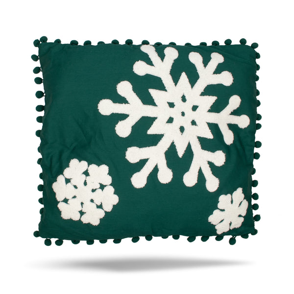 Decorative cushion cover - Snow Fun - Green - 17 x 17''