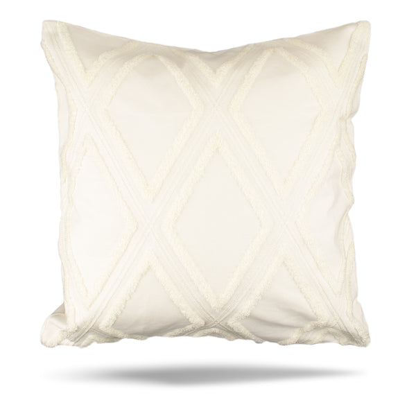 Embroidered Decorative cushion cover - 003 - Ivory - 18 x 18''