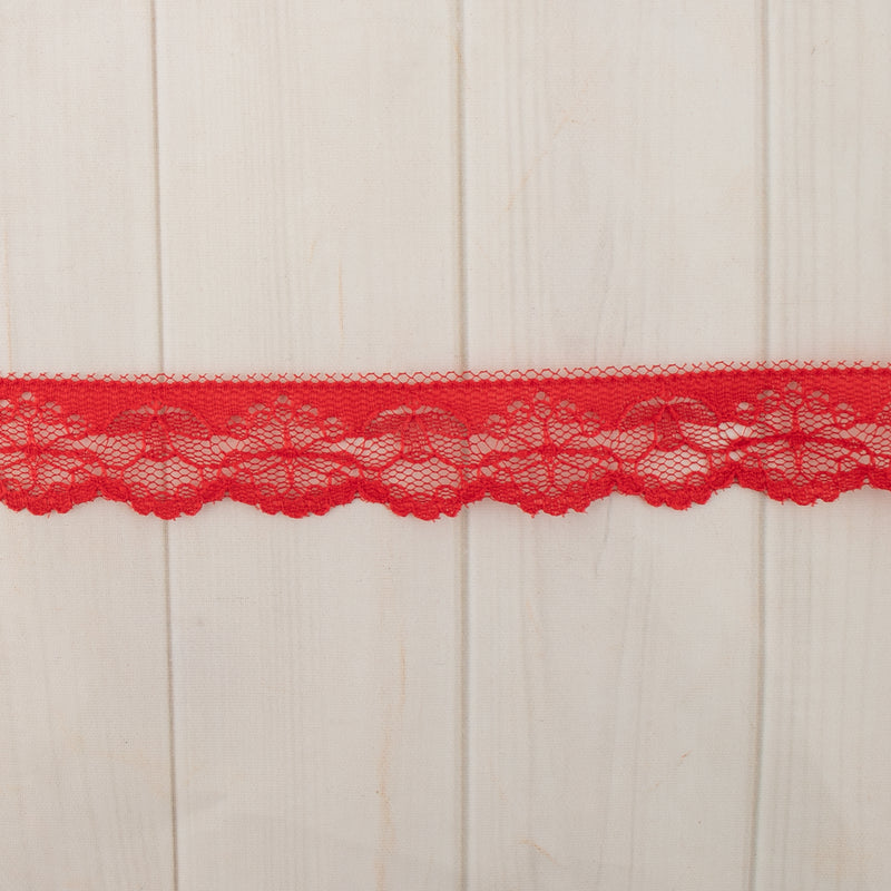 24mm Frilled Lace - Red