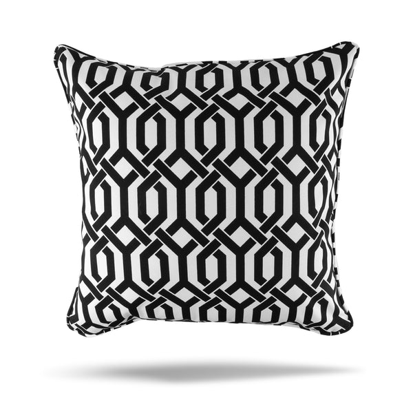 Decorative Outdoor Cushion Cover - Bombay - Monstera Trellis  - Black - 18 x 18in