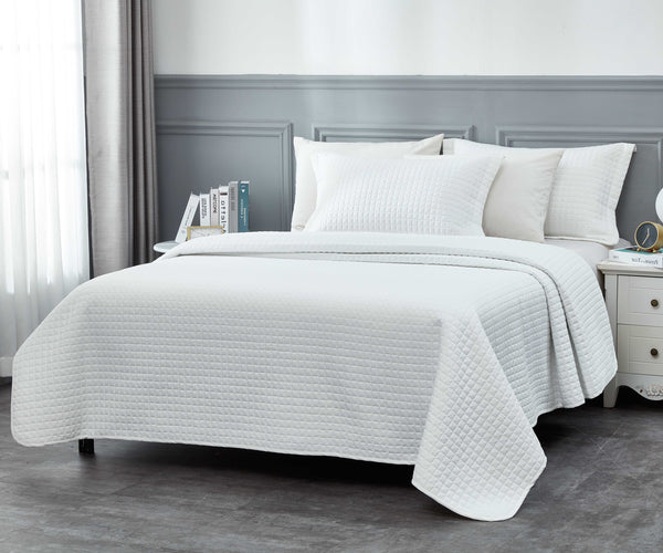 3 pcs Quilted Coverlet set - MILANO - White