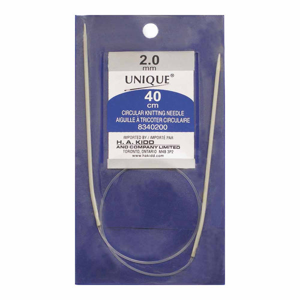 UNIQUE KNITTING Circular Knitting Needles 40cm (16") Aluminum - 2mm/US 0
