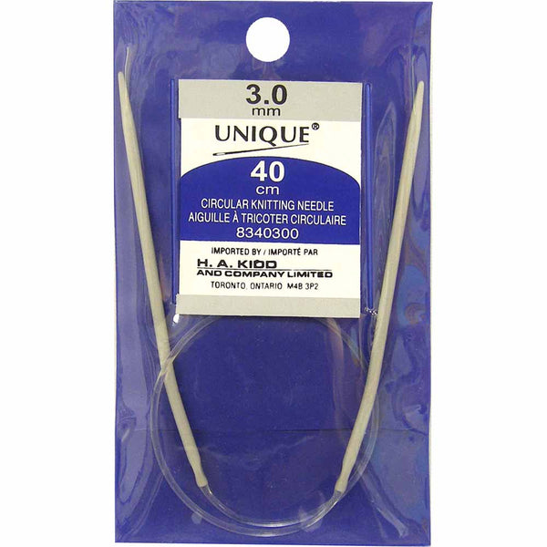 UNIQUE KNITTING Circular Knitting Needles 40cm (16") Aluminum - 3mm/US 2