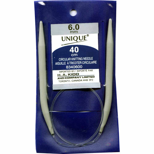 UNIQUE KNITTING Circular Knitting Needles 40cm (16") Aluminum - 6mm/US 10