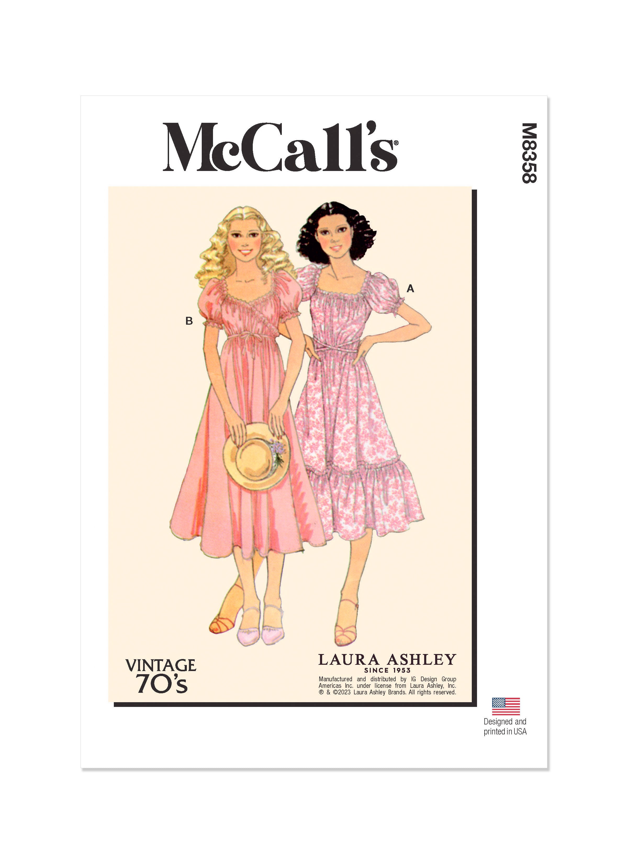 M8358 MISSES' VINTAGE WRAP DRESS BY LAURA ASHLEY (16-18-20-22-24