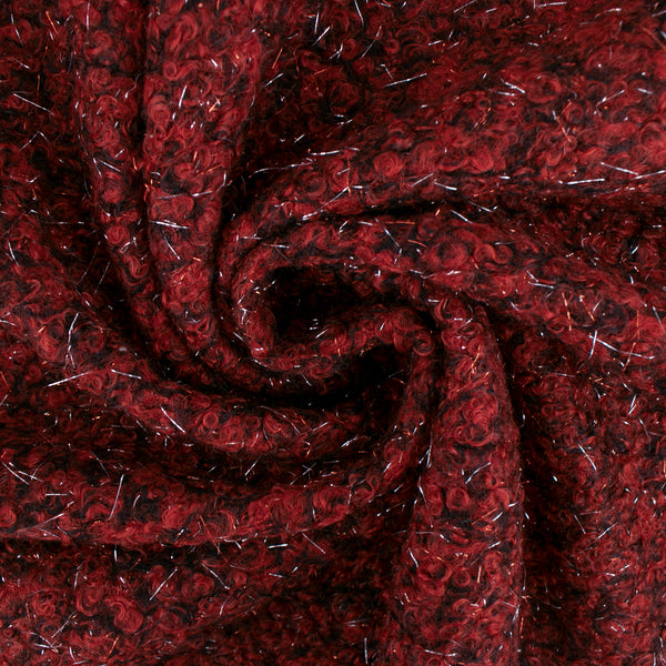Tissu pour manteau - BOUCLE - Rouge