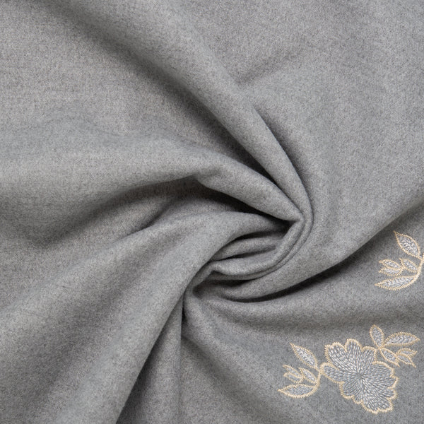 Novelty Embroidered Coating - ELSA - Florals - Grey