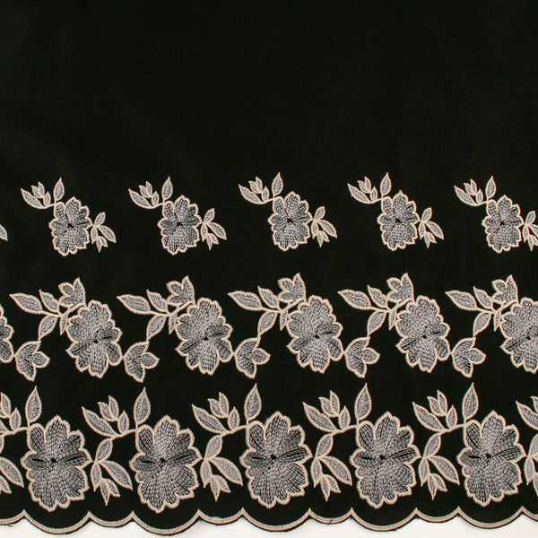 Novelty Embroidered Coating - ELSA - Florals - Black