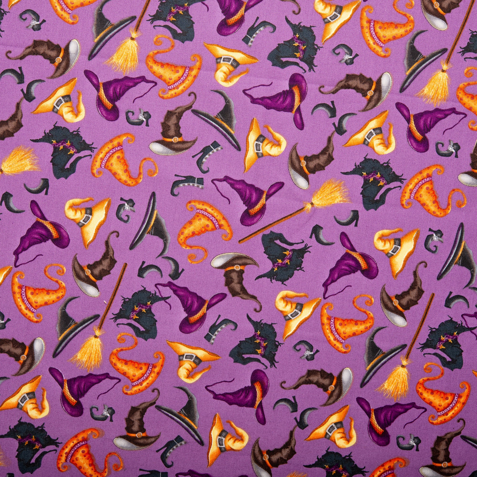 printed-cotton-scaredy-cats-witch-s-hat-purple-fabricville