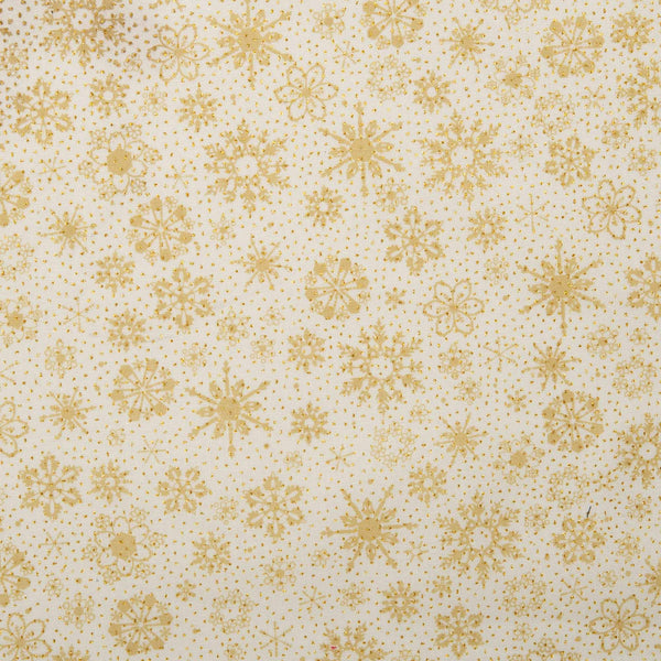Printed sparkle cotton - Snowflake - Gold