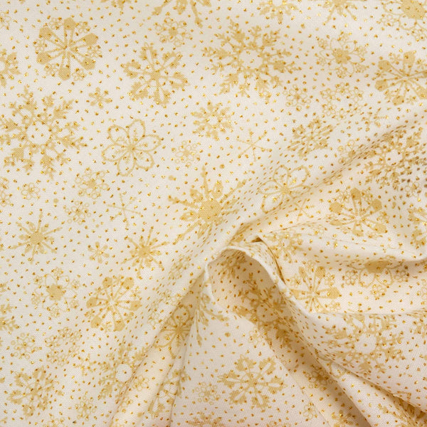 Printed sparkle cotton - Snowflake - Gold