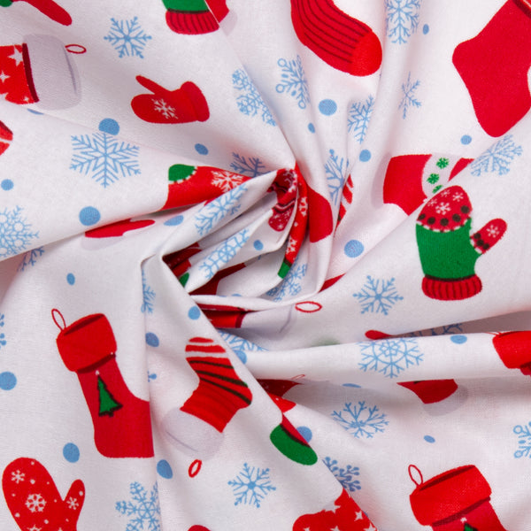 Printed Cotton - CHRISTMAS MAGIC - Christmas sock - White