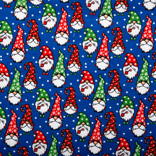 Flanellette imprimée de Noël - CHARLIE - Gnomes - Bleu