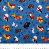 Christmas flannelette print - CHARLIE - Christmas dogs - Blue