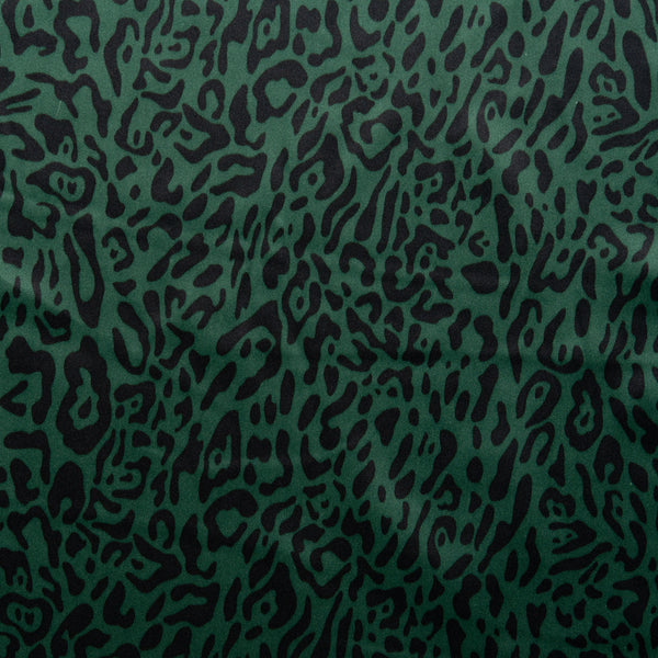 Printed Satin Velvet - CHARLOTTE - Leopard - Dark green
