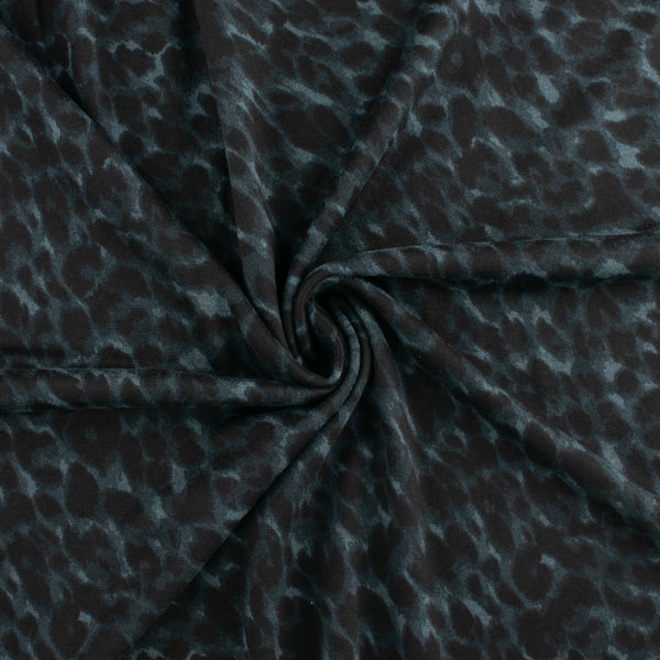 Tricot imprimé pour chandail - HACCI - Léopards - Bleu