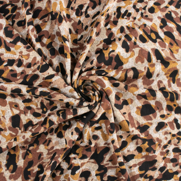 Printed Sweater Knit - HACCI - Leopards - Beige