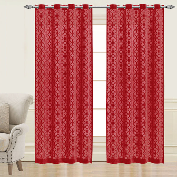 Grommets curtain panel - Sheer - Circle - Cherry - 52 x 96''
