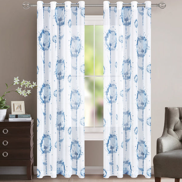 Grommets curtain panel - Sheer - Dandelion - Sky - 52 x 96''