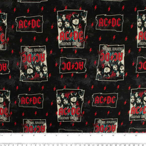 Licensed Cotton Print - ACDC music group - Black