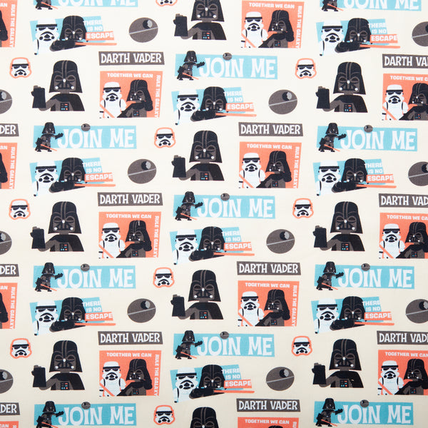 PRIVILàGE par CAMELOT - Coton imprimé sous licence - La Guerre des àtoiles - Darth Vader / Stormtrooper - Ivoire