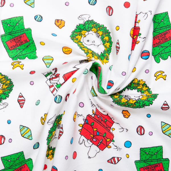 Licensed Flannelette Print - Christmas Snoopy - White