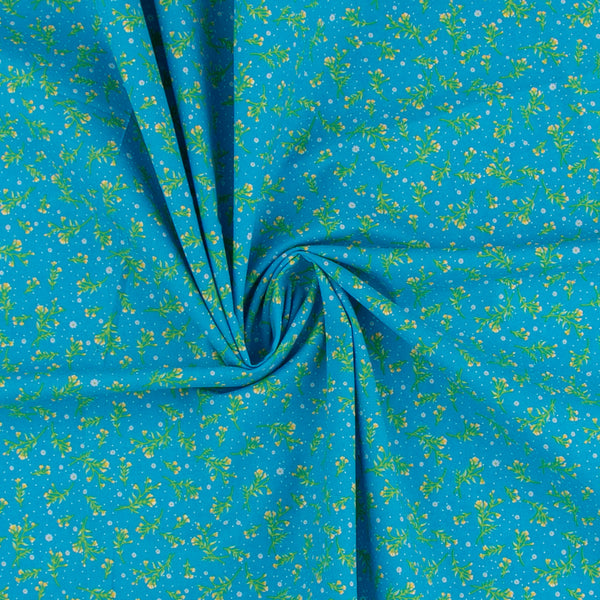 Coton imprimé CHAMP DE CALICOTS - Turquoise