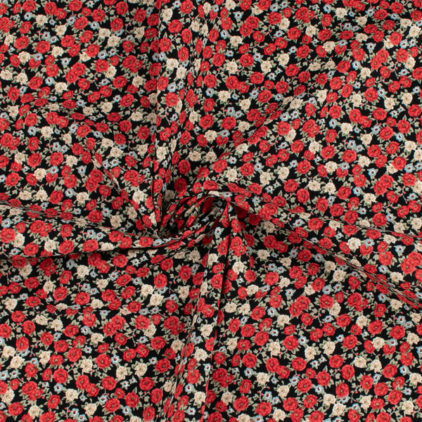 Coton imprimé CHAMP DE CALICOTS - Noir et Rouge