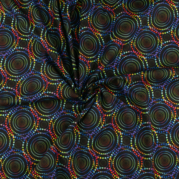 Digital Printed Cotton - CREATIVE RAINBOW - 005 - Black