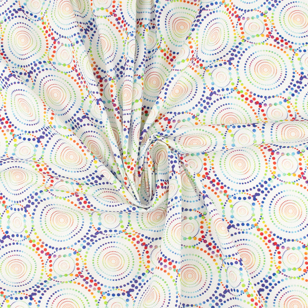 Digital Printed Cotton - CREATIVE RAINBOW - 006 - White