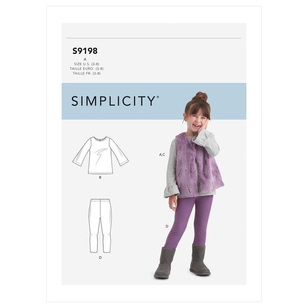 Simplicity S9198 Children's Tops, Vest & Leggings (3-4-5-6-7-8)