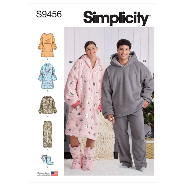 Simplicity S9456 Unisex Oversized Hoodies, Pants and Booties (XS-S-M-L-XL)