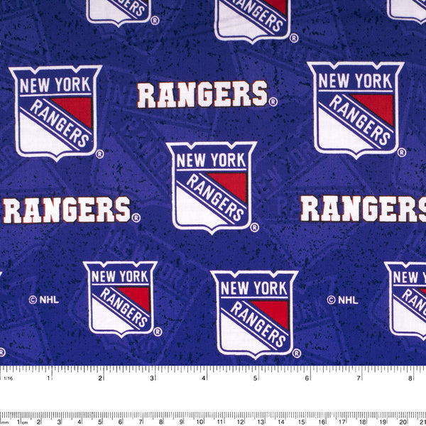 Rangers de New York - Coton imprimé LNH - Logo - Bleu