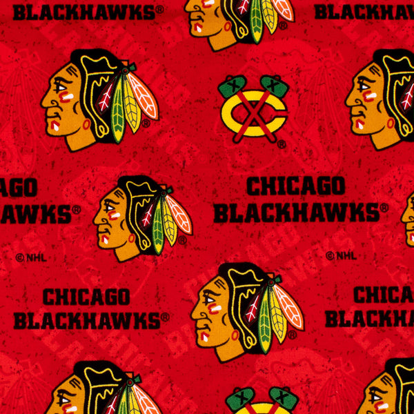 Chicago Blackhawks - NHL Cotton Print - Logo - Red