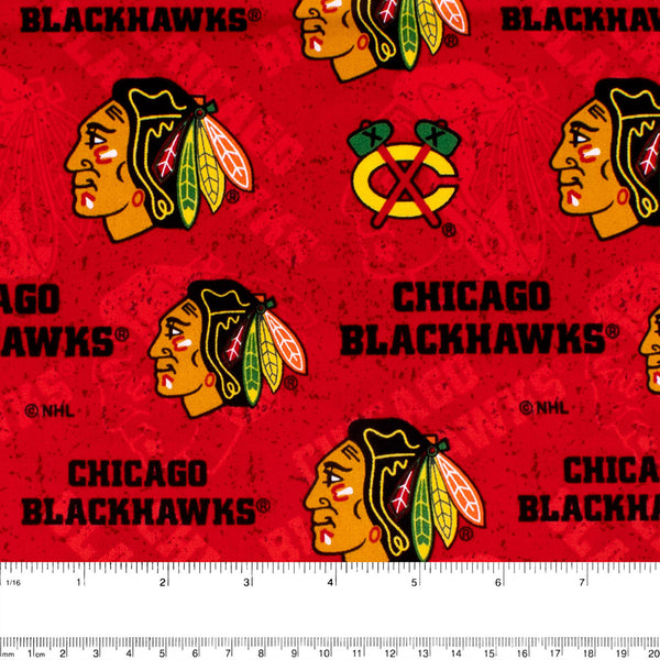 Chicago Blackhawks - NHL Cotton Print - Logo - Red