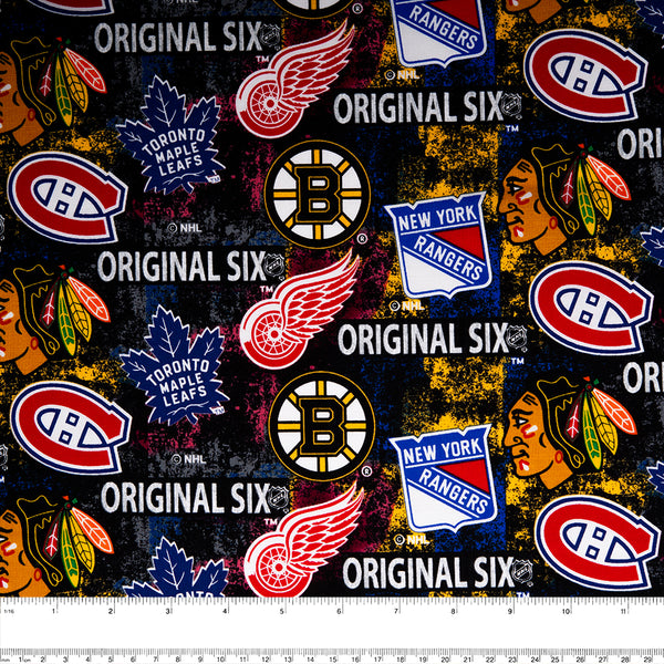 Original Six - NHL Cotton - Logo - Black / Pink / Yellow