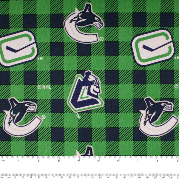 Vancouver Canucks - NHL Cotton Print - Plaids - Green