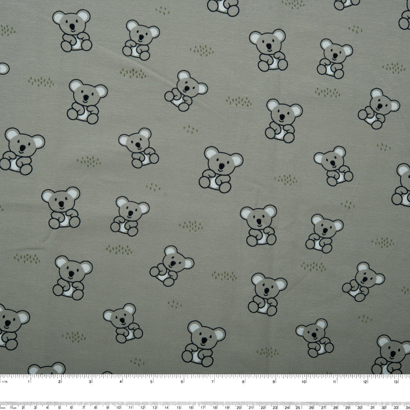 Cotton lycra printed knit - IMA-GINE F23 - Koala - Grey