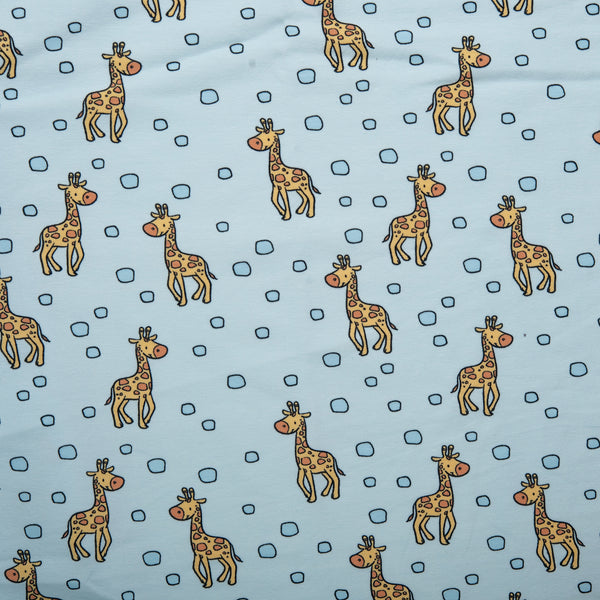 Cotton lycra printed knit - IMA-GINE F23 - Giraffes - Blue