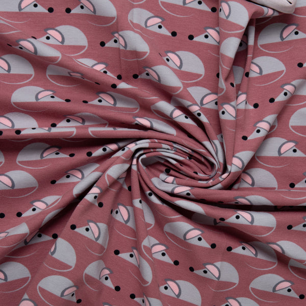 Cotton lycra printed knit - IMA-GINE F23 - Mouse - Pink