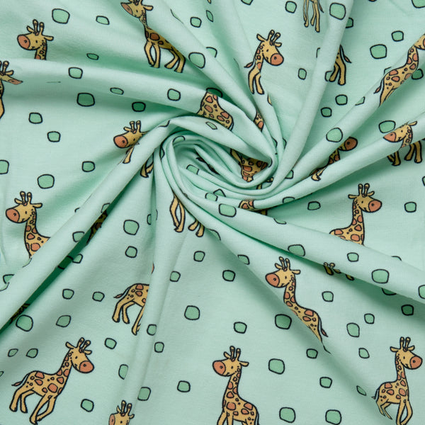 Cotton lycra printed knit - IMA-GINE F23 - Giraffes - Green