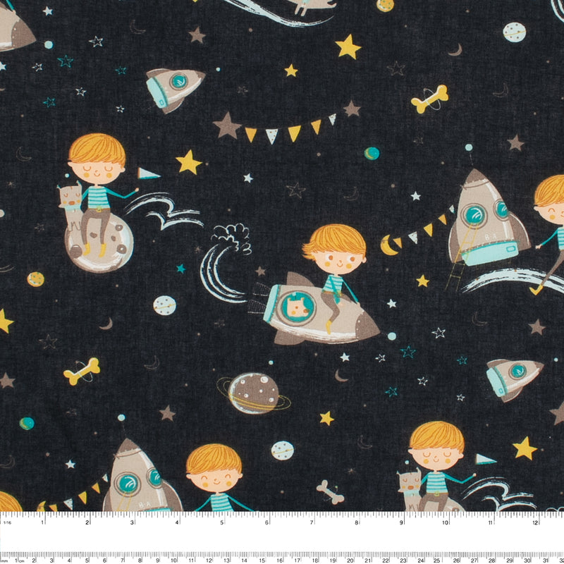 Organic Cotton <GOTS> - Prince in Space - Black