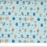 Organic Cotton <GOTS> - Monsters - Turquoise