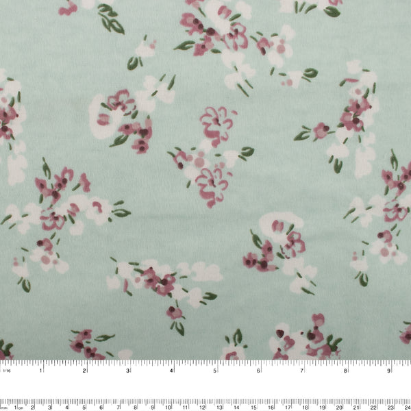 CHELSEA Flannelette Print - Florals - Mint / Plum