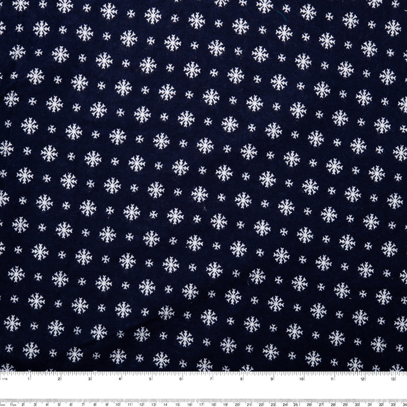 CHELSEA Flannelette Print - Snowflakes - Navy