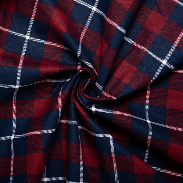 Printed Flannelette CHELSEA - Plaid - Red and Navy