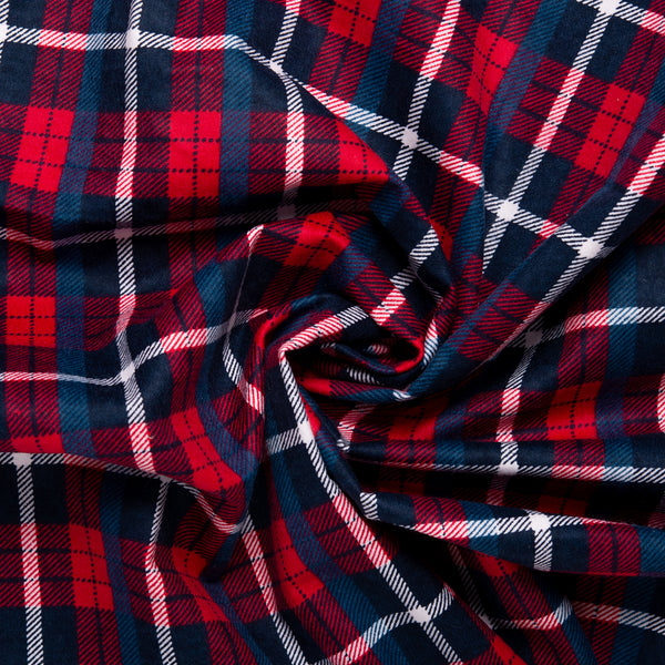 Printed Flannelette CHELSEA - Plaid - Red and Blue