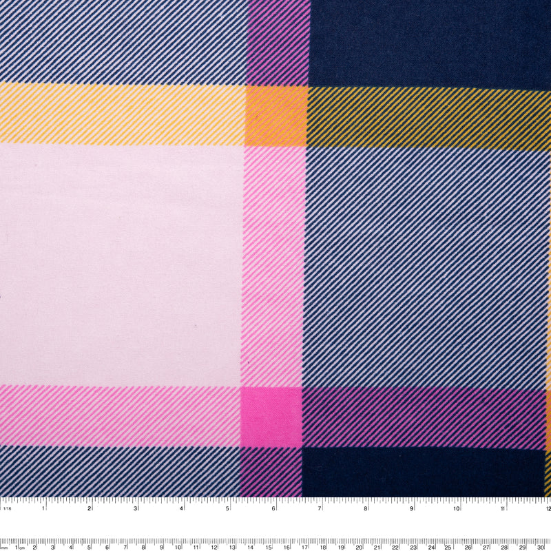 Printed Flannelette CHELSEA - Plaid - Pink and Blue