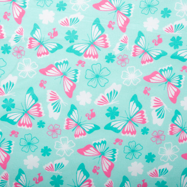 Printed Flannelette CHELSEA - Butterfly - Turquoise